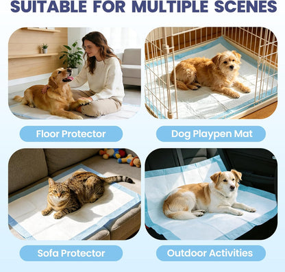 SCLOSE absorbent dog potty pads used inside a pet travel crate