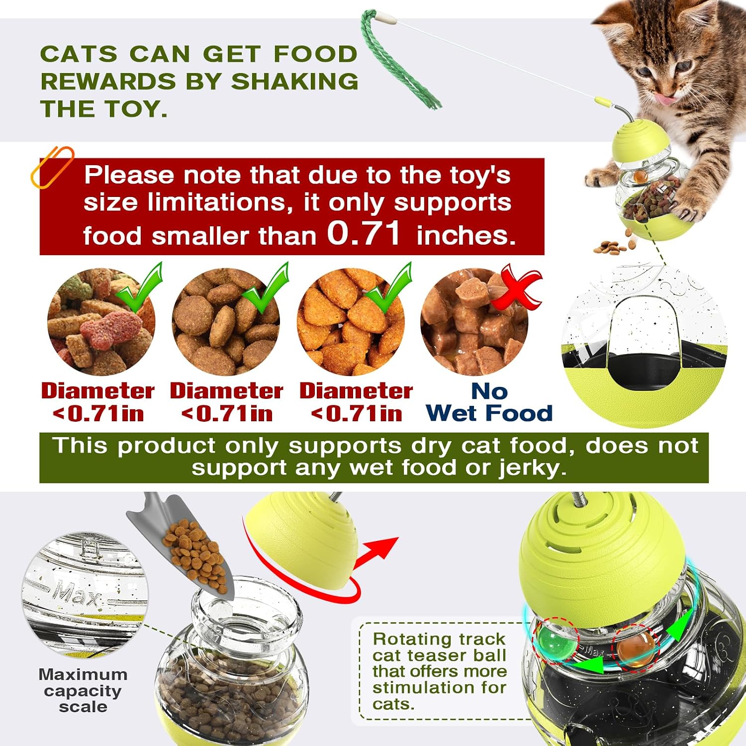 TLKNG interactive brain game toy for domestic cats showcasing the food grade pet safe materials.