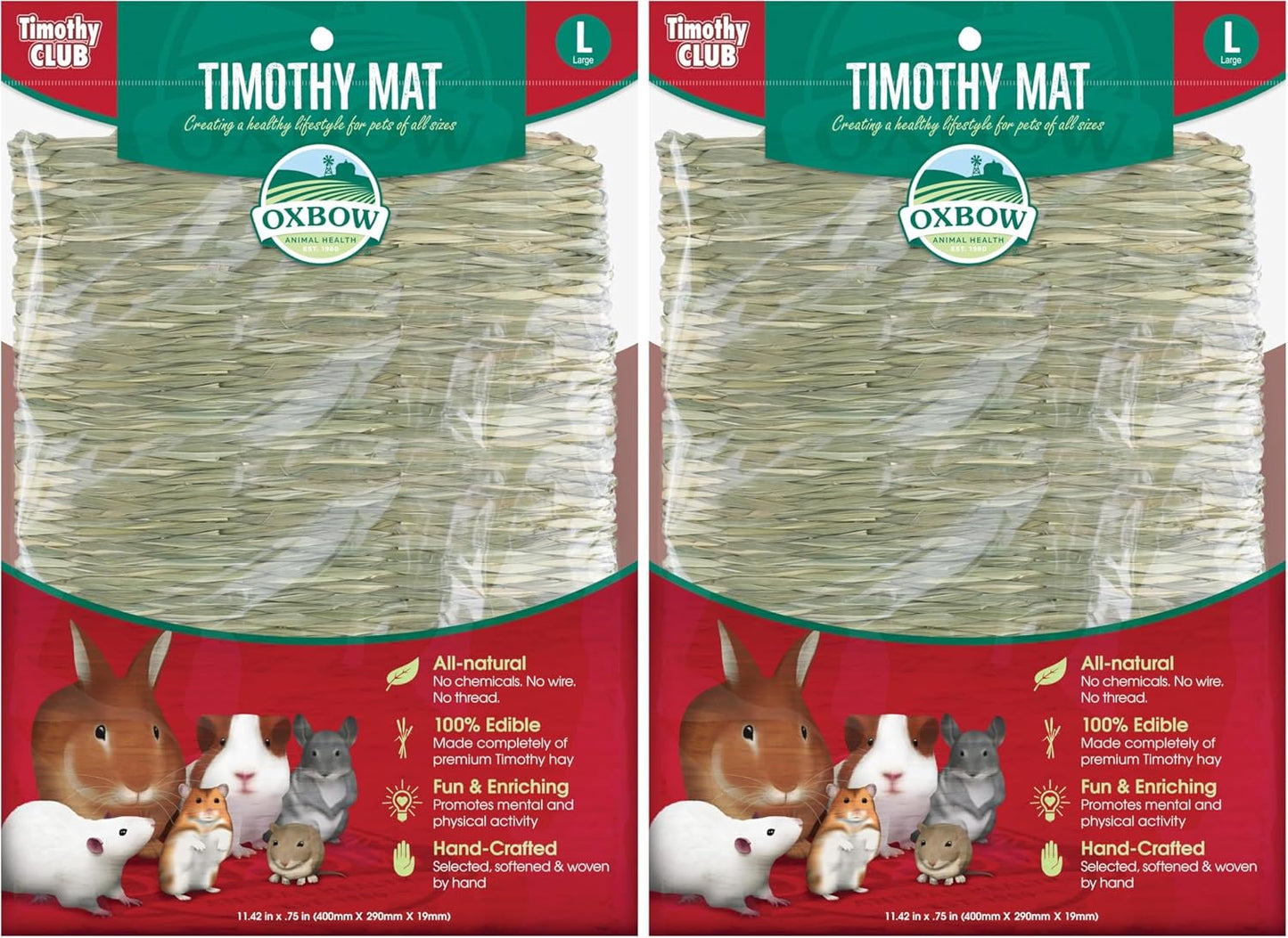 Oxbow Timothy Hay Mat - Edible Habitat Accessory for Rabbits, Guinea Pigs, Chinchillas & Rats - Hand-Woven Natural Mat and Chew, Cage Enrichment for Dental Health, Comfort & Instinctual Play, Medium - Image 10