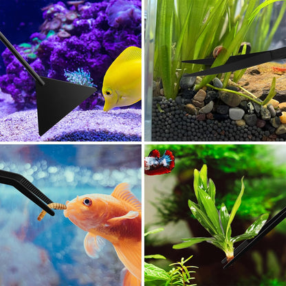 Ergonomic live fish plants tank accessories kit being used to position delicate aquascape items