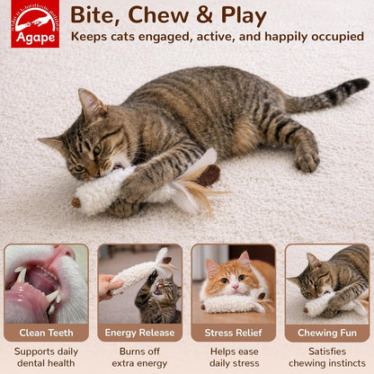 Agape natural wool cat chew toys showing textured fabric detail
