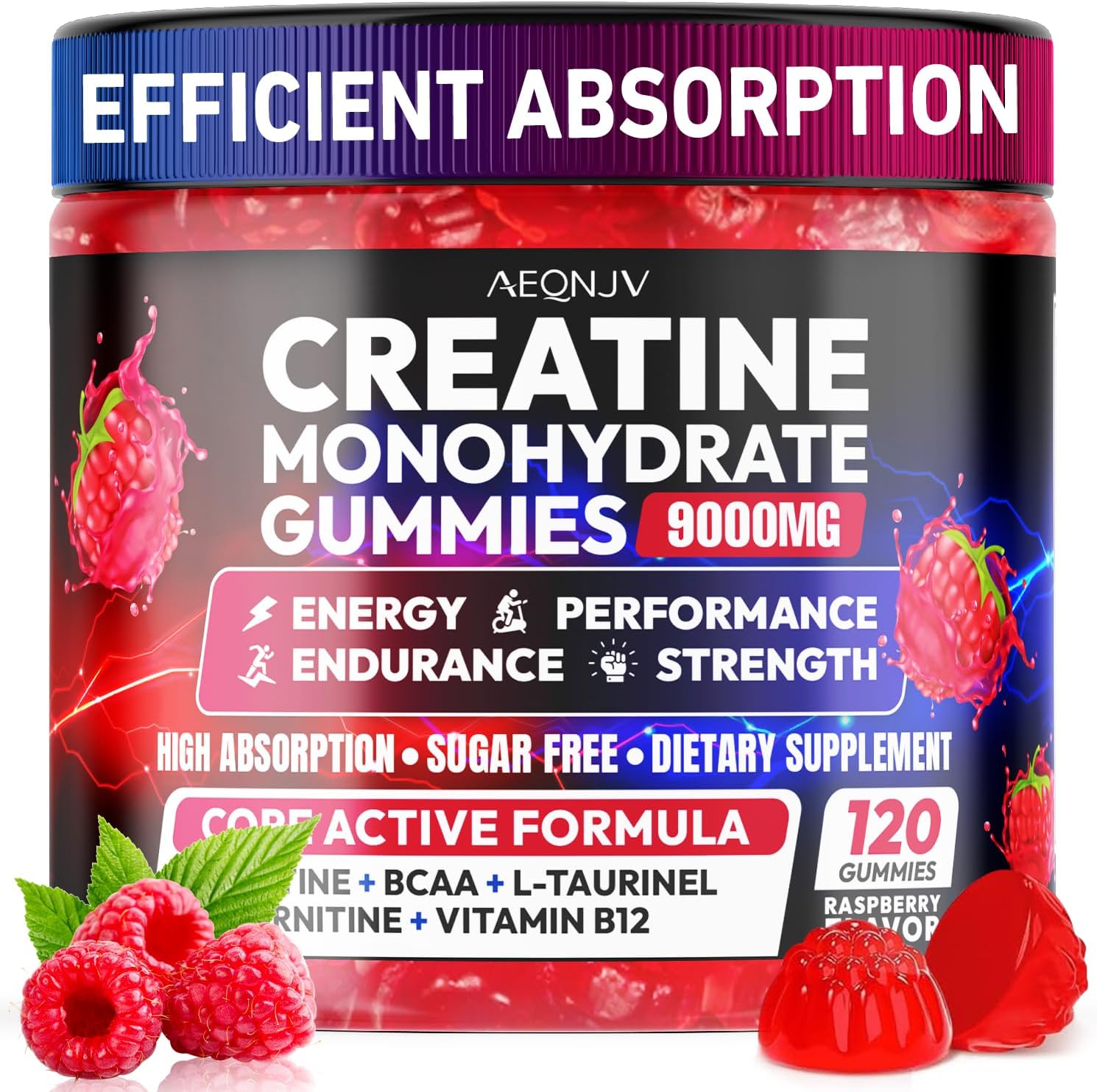 Aeqnjv Creatine Monohydrate Complex Gummies 120 Count front view