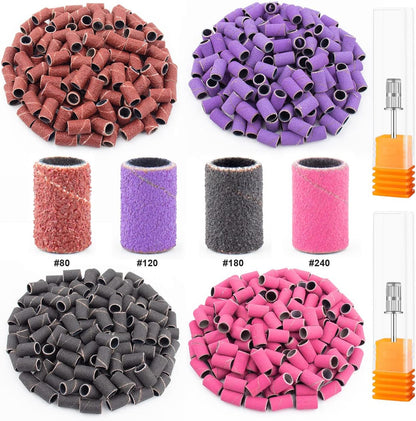 Rolybag professional nail drill sanding bands set front view containing color coded grits and mandrel bits.