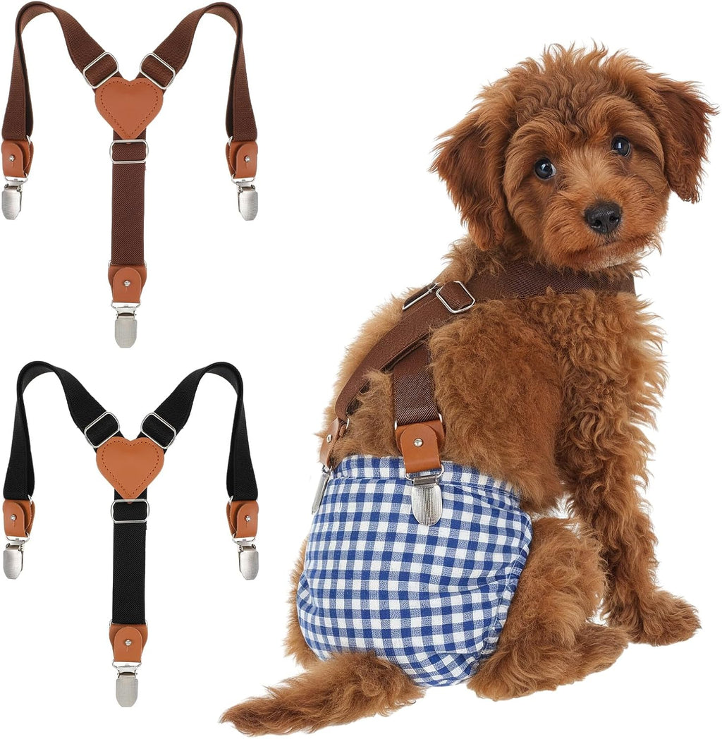 Elegaperma two pieces dog diaper suspenders front view adjustable straps