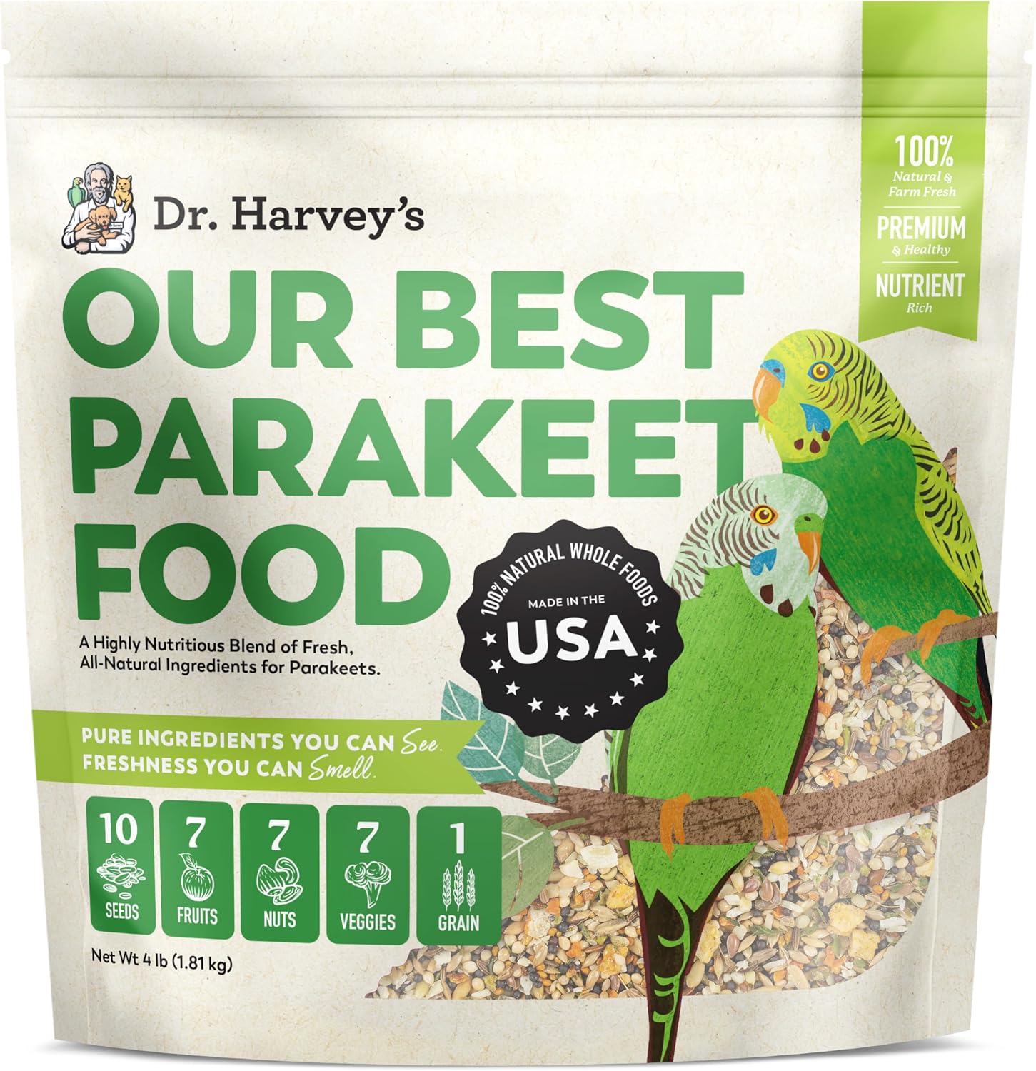 Dr. Harvey's Our Best Parakeet Food front view