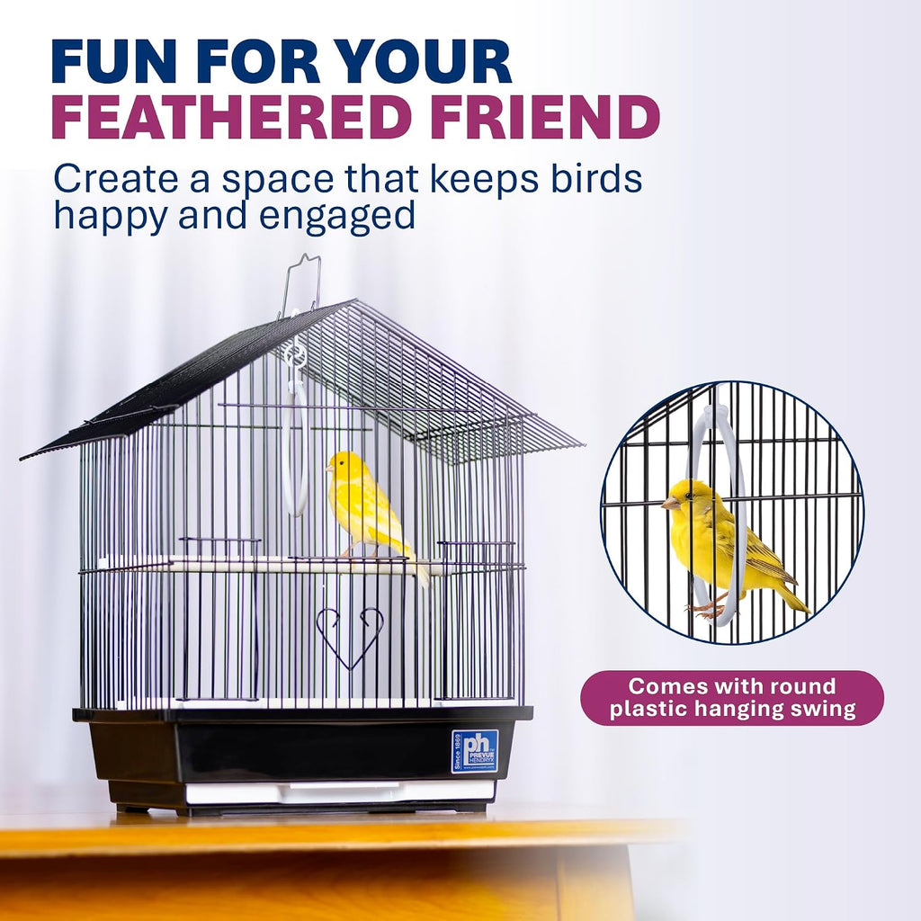 Prevue Pet Parakeet Manor Bird Cage with Handle Easy Storage - Black - Image 6