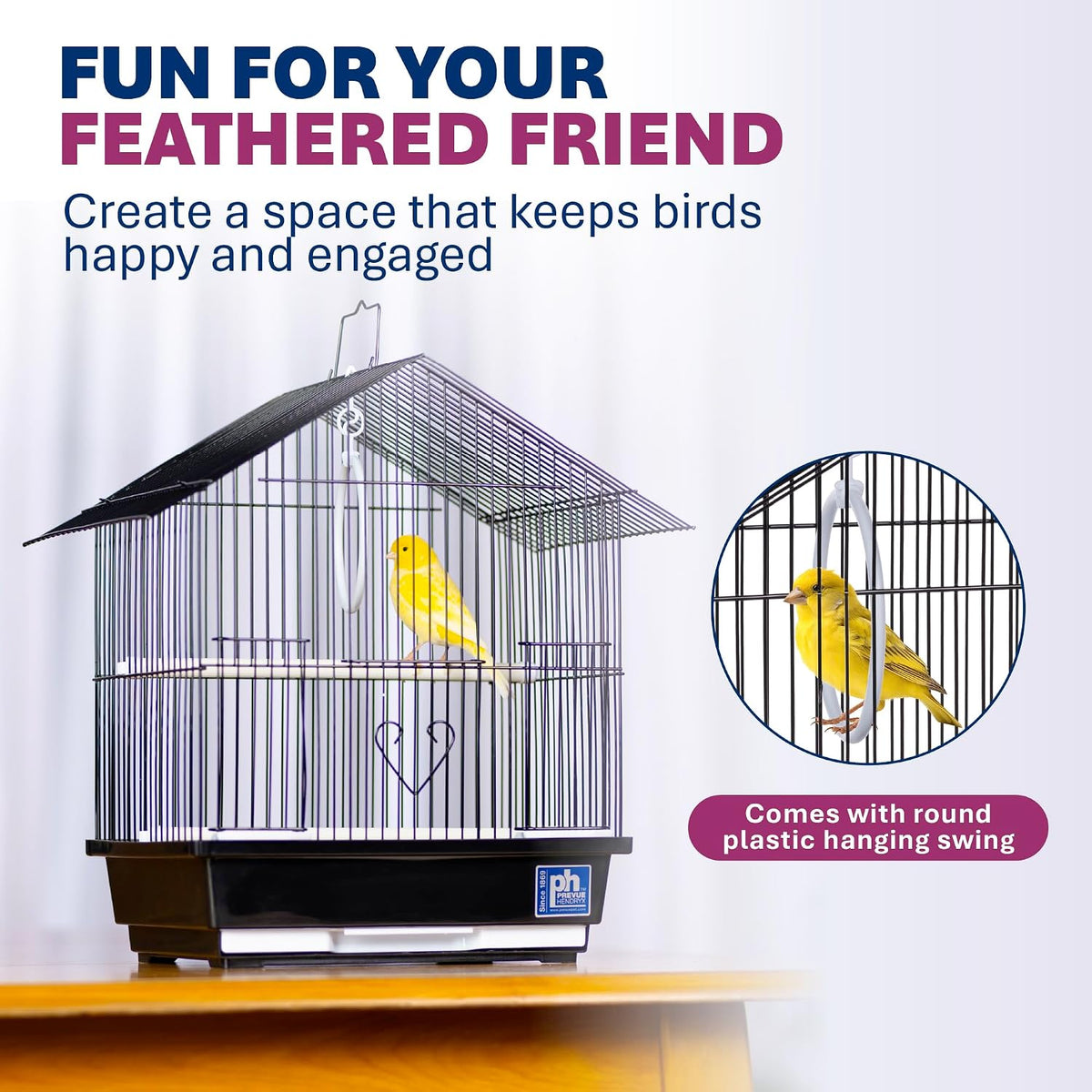 Prevue Pet Parakeet Manor Bird Cage with Handle Easy Storage - Black - Image 6