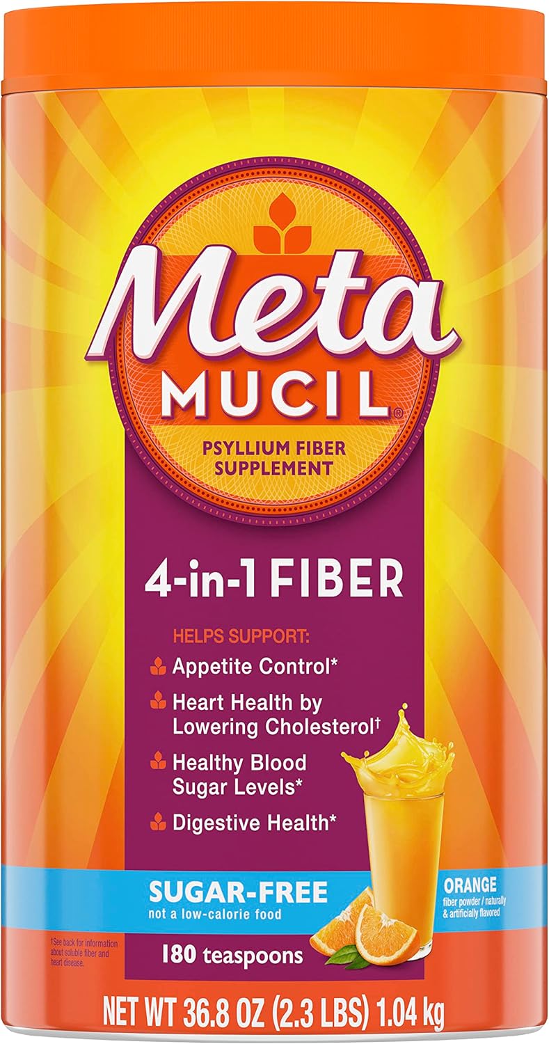 Metamucil 4-in-1 Psyllium Husk Fiber Supplement, Sugar-Free, 180 teaspoons, Orange Flavored, Daily Fiber Powder for Digestive Health, made with Plant-Based Psyllium Husk Fiber - Image 12