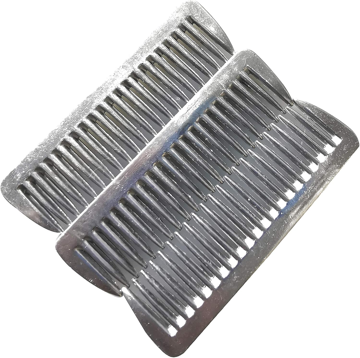 Three pieces of silver SXYH metal pulling combs for detangling fur.