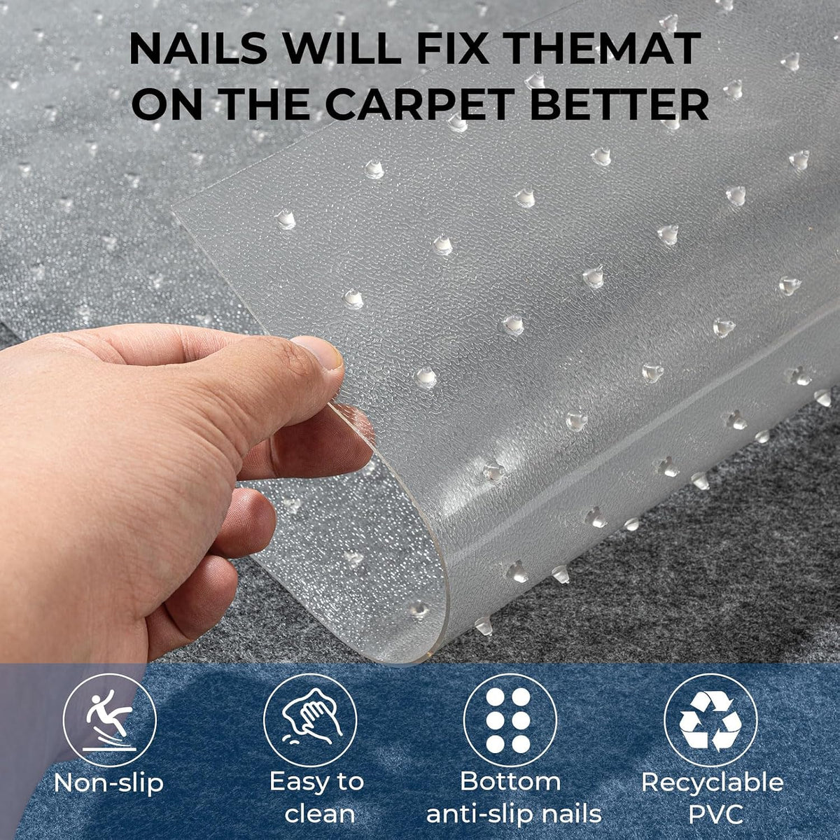 Carpet Protector Mat for Cat & Dog, Under Door Anti-Scratch Plastic Guard, Non Slip, Easy to Cut, 3.6FT(Clear, 1pcs) - Image 6