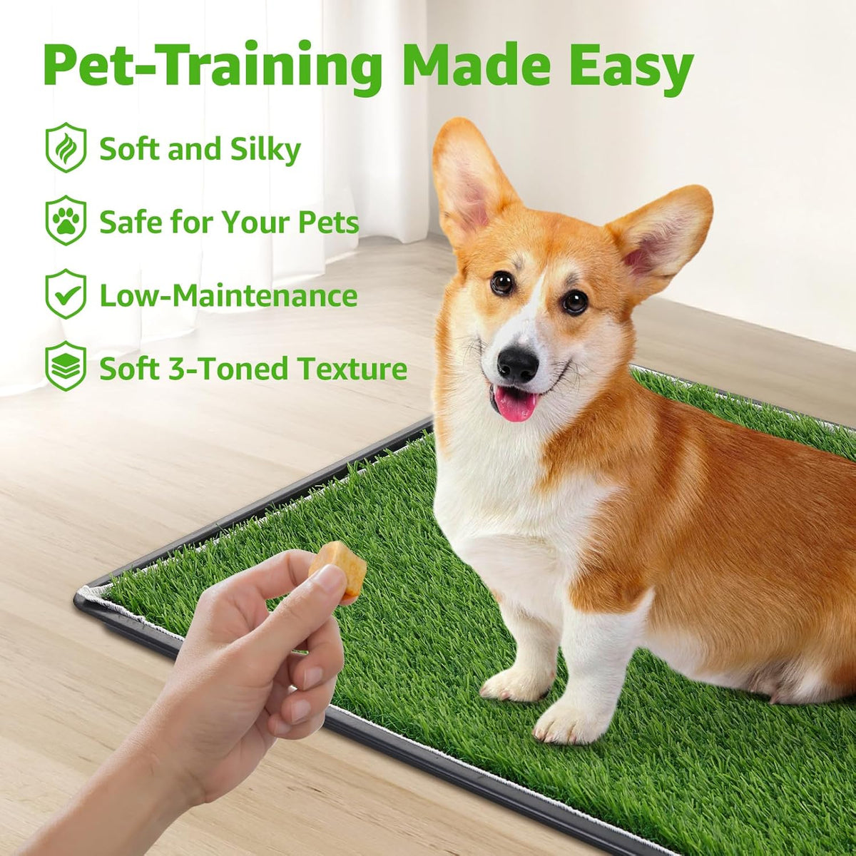 Artificial grass pet training turf for indoor use