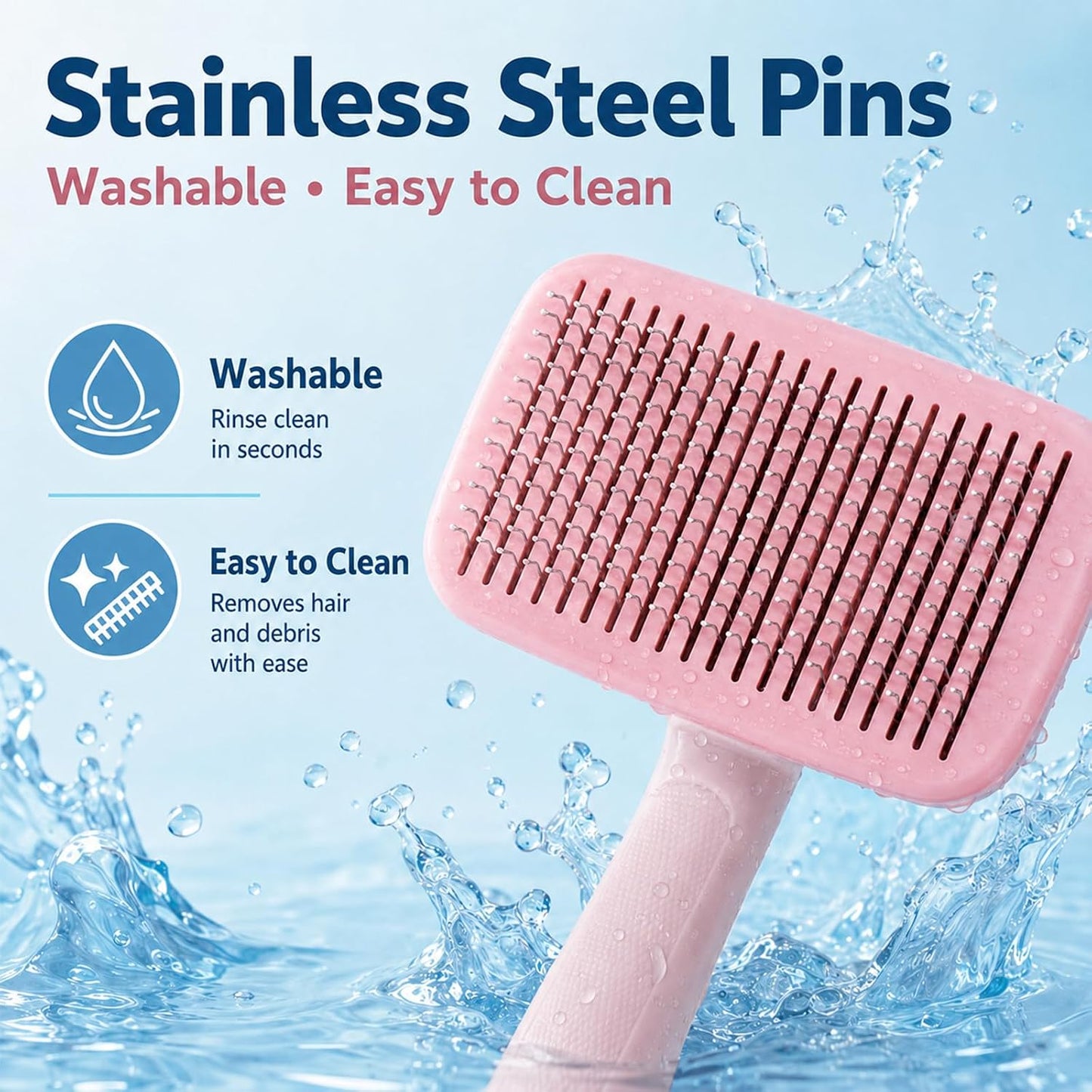 Self-Cleaning Cat Shedding Grooming Brush for Small Dog Pet Short Hair Remover Set Reusable Lint Removal Tool Carpet Scraper for Clothes Couch Bedding Furniture Car Pink - Image 10
