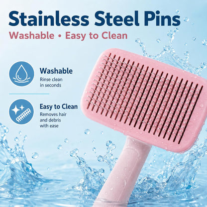 Self-Cleaning Cat Shedding Grooming Brush for Small Dog Pet Short Hair Remover Set Reusable Lint Removal Tool Carpet Scraper for Clothes Couch Bedding Furniture Car Pink - Image 10