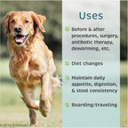 Palatable poultry liver flavored probiotic powder being sprinkled onto dog food