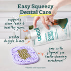 Dog dental care postbiotic spread for lick mats close up.
