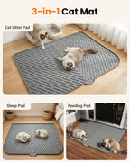 Close up of the waterproof groove design on the grey Vacqueen pet mat.