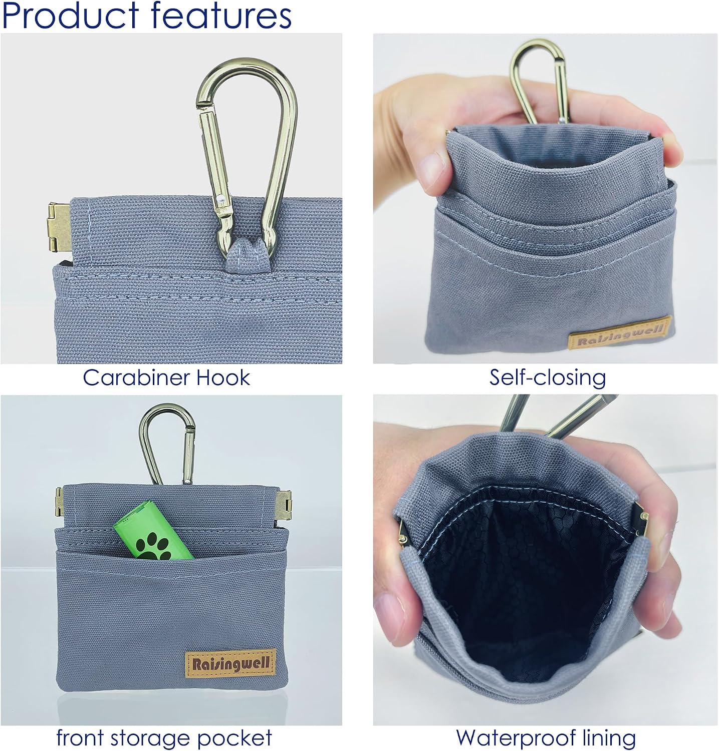 Raisingwell self closing pet snack holder with carabiner clip