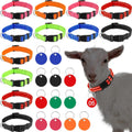 Foilswirl twelve pack reflective goat collars with number tags front view showing colorful nylon livestock identification bands.