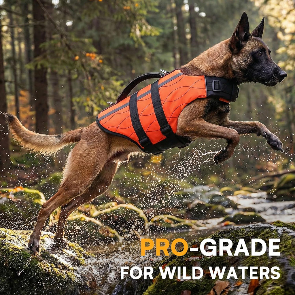 Waterproof pet flotation preserver with reinforced leash attachment D ring