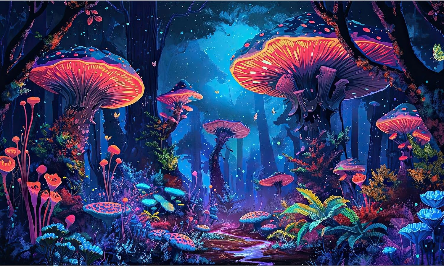 Fantasy Garden Aquarium Background Sunset Waterfall and Flowers Terrarium Backdrop Tropical Forest Lush Plant Magic Butterfly Lights Flowers Fish Tank Background Poster Decorations 30x18in - Image 13