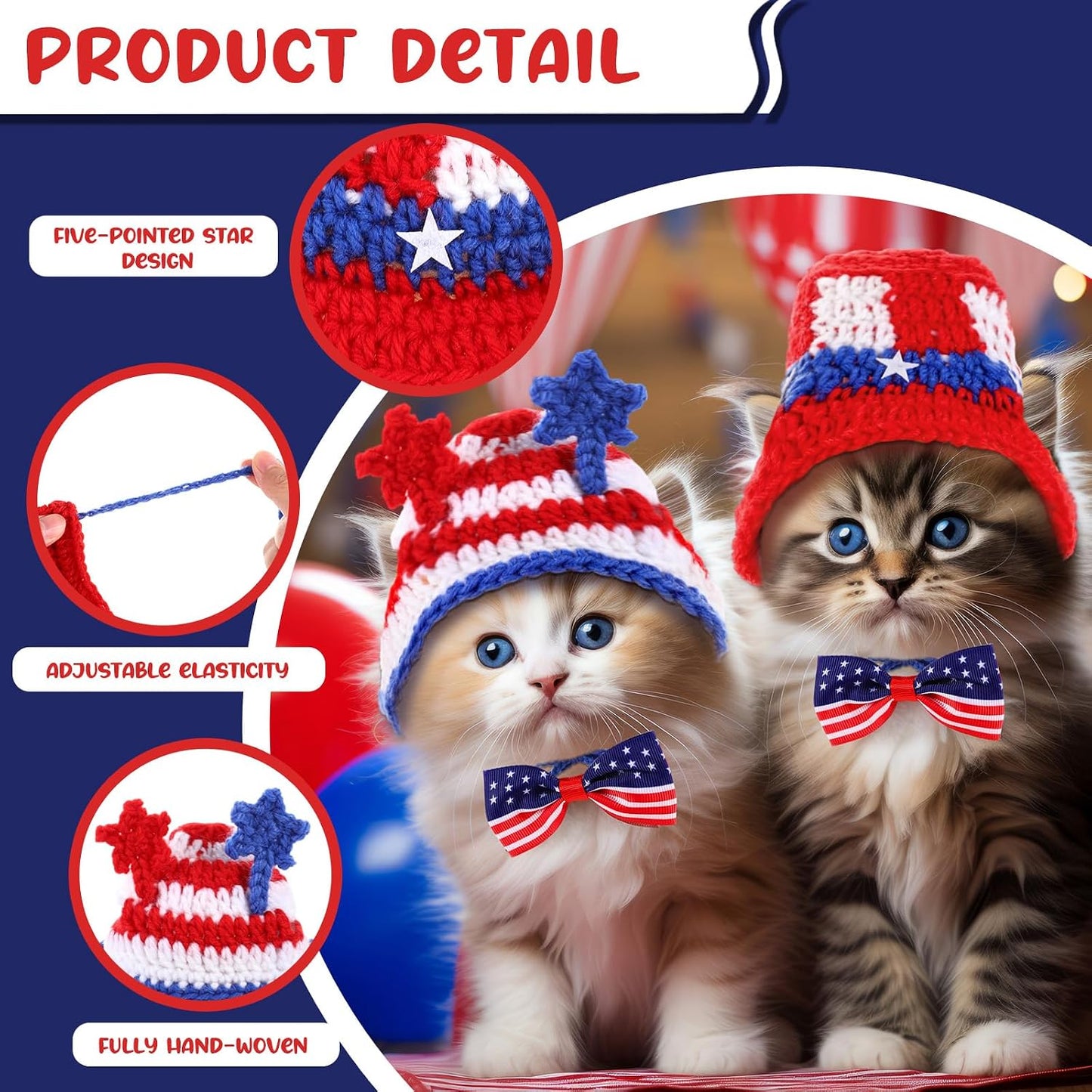 Ganeen red white and blue star headband for small animals