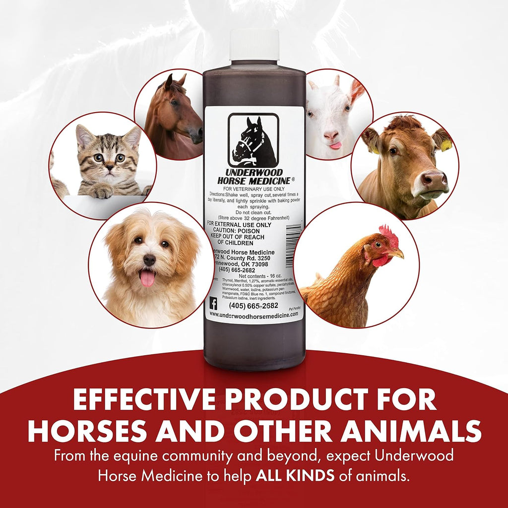 Underwood antiseptic spray for horse and dog wound care