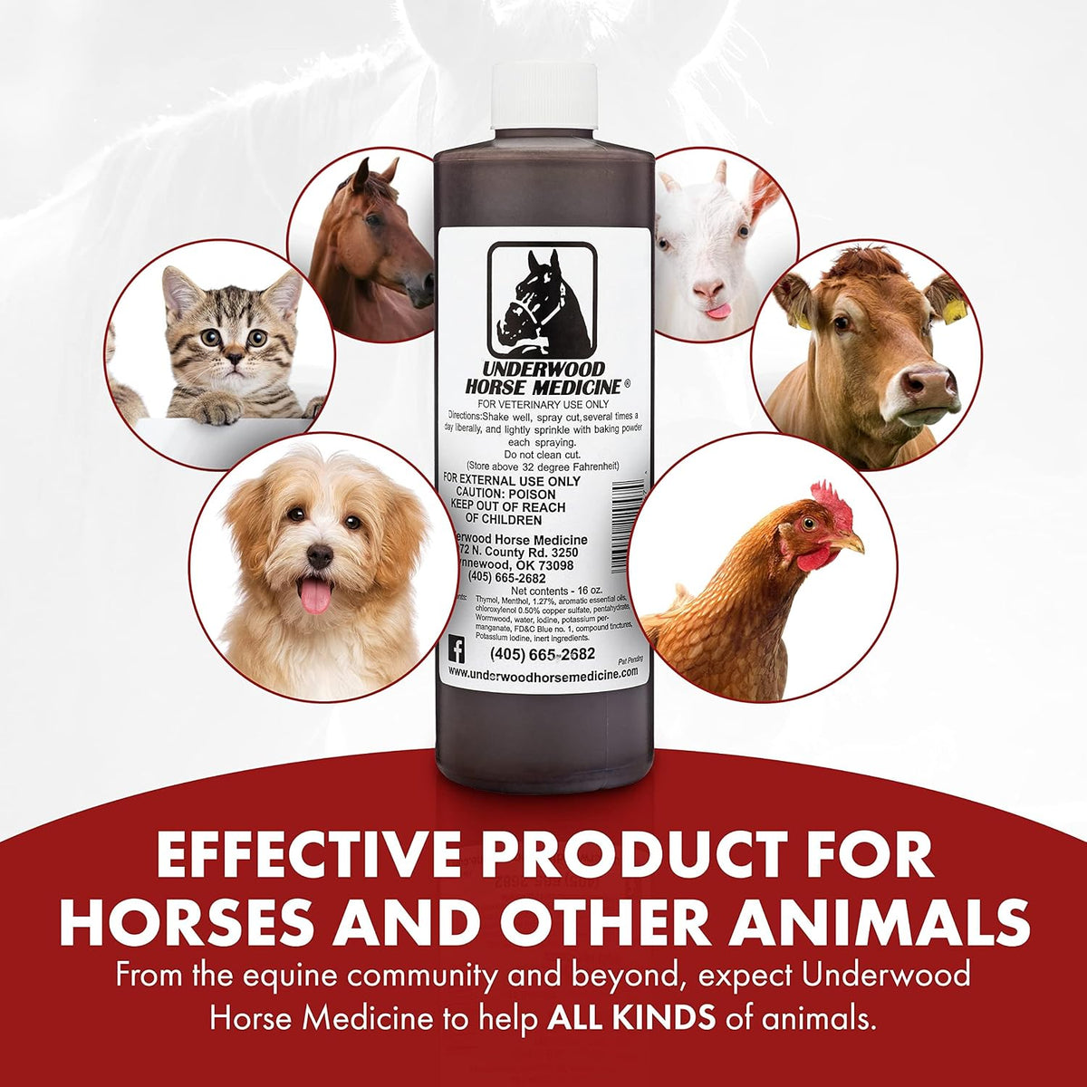 Underwood antiseptic spray for horse and dog wound care