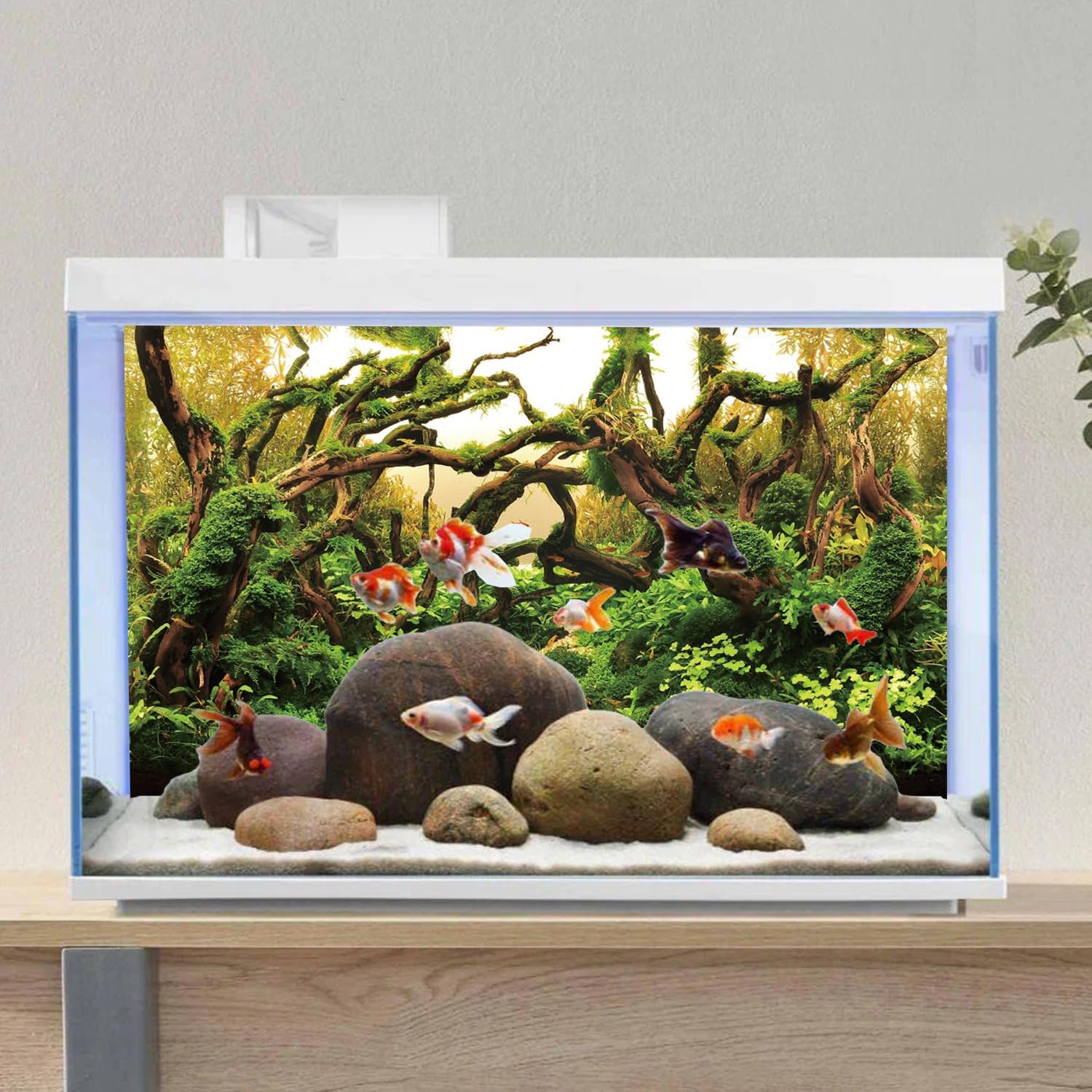 Non glare premium vinyl underwater scenery backdrop for fish tanks