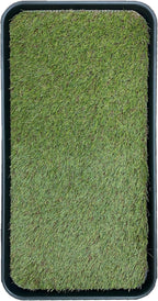 Easy cleaning of pet grass pad with garden hose
