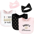 Hudson Baby unisex cotton bib and headband set front view for infants