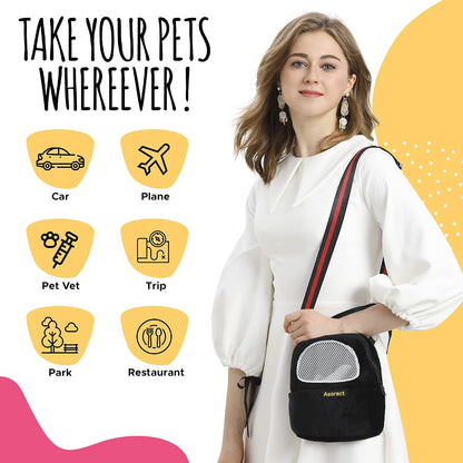 Hamster Carrier Bag, Upgraded Small Animal Bonding Soft Hedgehog Pouch Portable Outgoing Travel Bag with Adjustable Strap and Breathable Mesh for Squirrel Mice Sugar Glider Etc (Black, L) - Image 6
