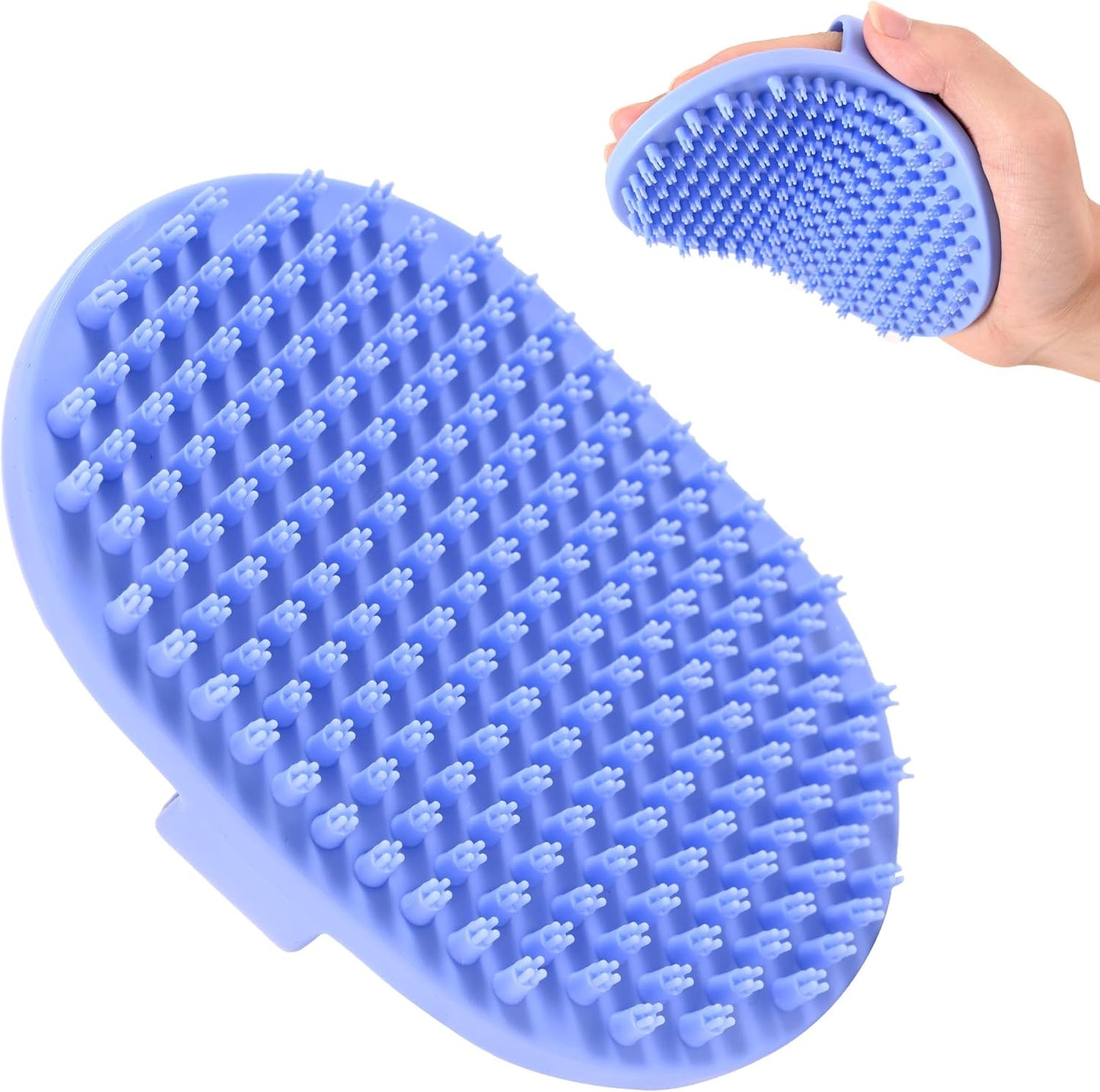 Blue rubber pet curry comb for lathering shampoo on long and short fur