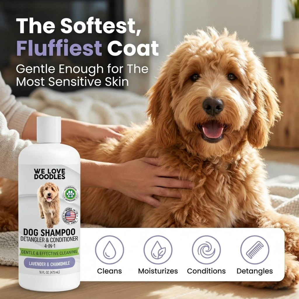 We Love Doodles pet wash packaging showing organic certification details