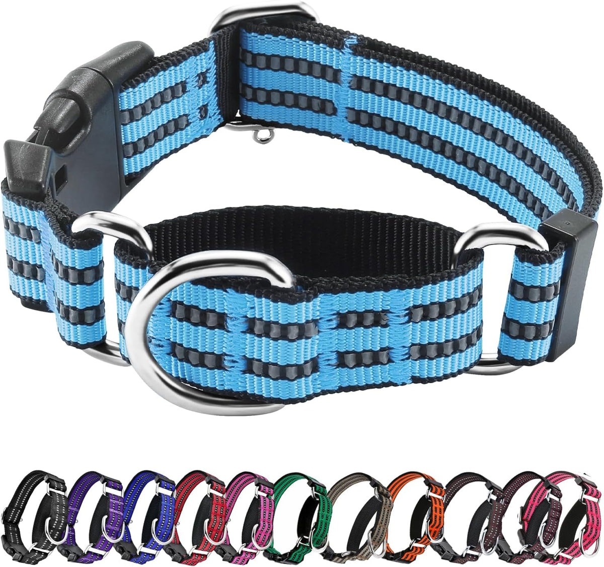 Heavy duty plastic quick release safety buckle on purple collar