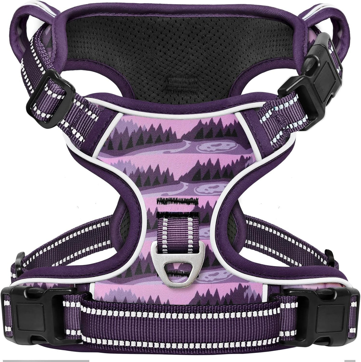 Timos No Pull Dog Harness,NO Need Go Over Dogs Head 3 Snap Buckles Reflective Oxford No Choke Harness with Front & Back 2 Metal Leash Clips Soft Padded for Small Medium Large Dogs Pink S - Image 9