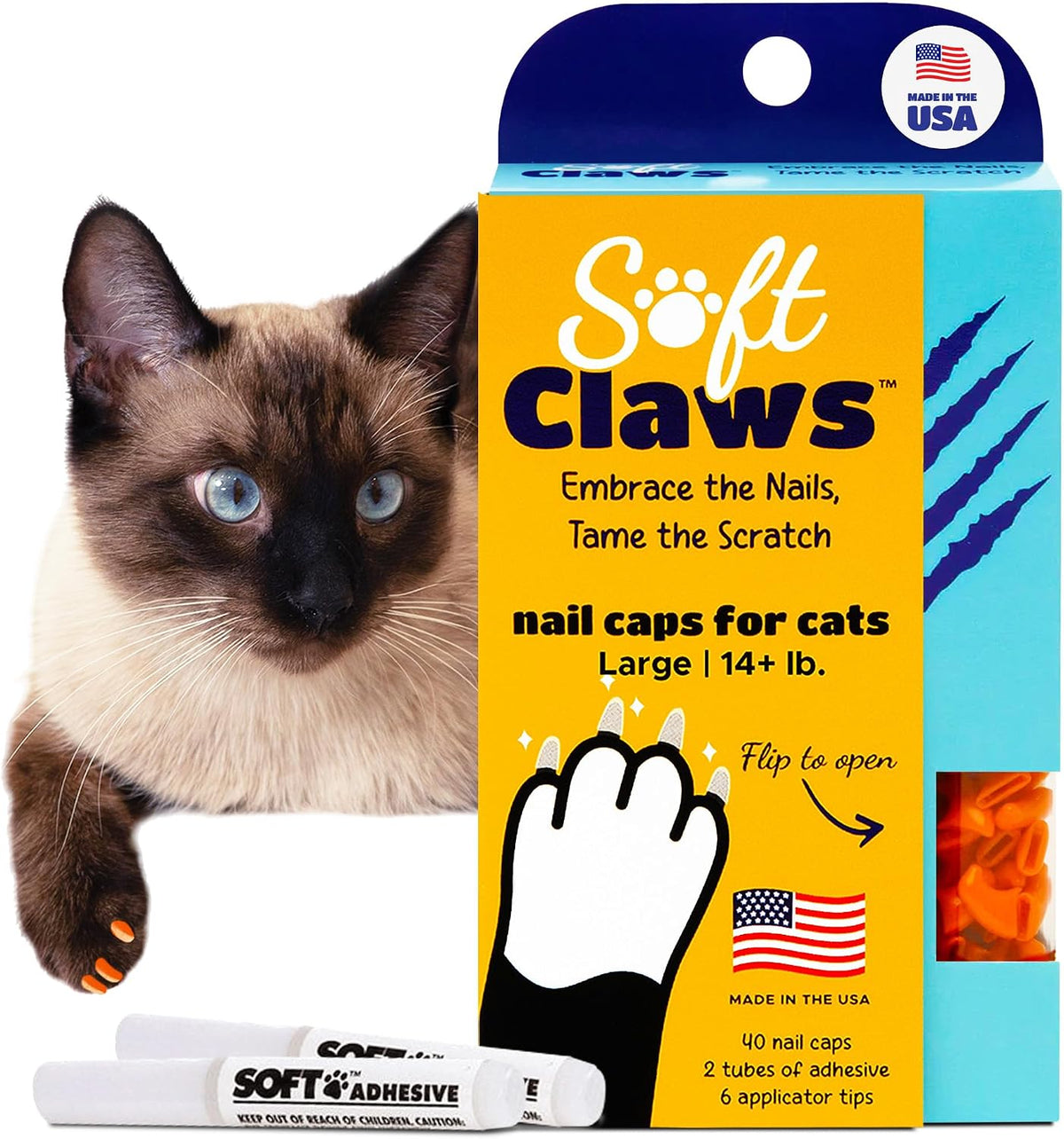 Soft Claws Cat Nail Caps for Medium Cats - (40 Caps, Clear) - Made in USA - Veterinarian-Developed | Protects Furniture & Skin - Easy to Apply, Long-Lasting Anti-Scratch Soft Cat Claw Covers - Image 11