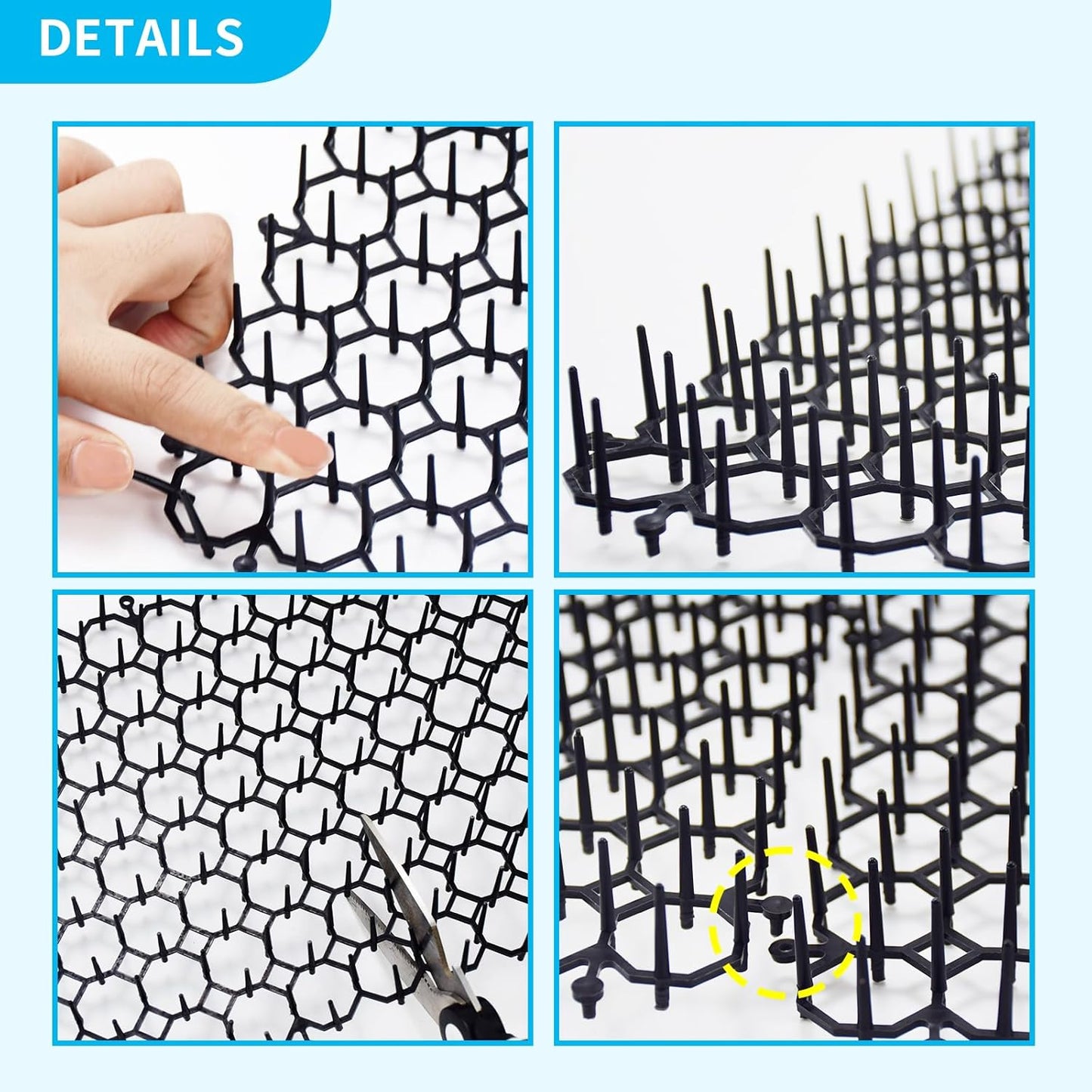 Close up of Hmyomina cat scat mat plastic spikes