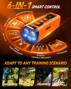Orange iBurr dog training tool showing triple ultrasonic emitters