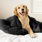 gogobunny Waterproof Dog Blanket for Couch & Furniture Protection - Super Soft Reversible Throw for Large Dogs & Cats, Calming Washable Fur & Sherpa Pet Blanket(33x77 Inch, Grey) - Image 11