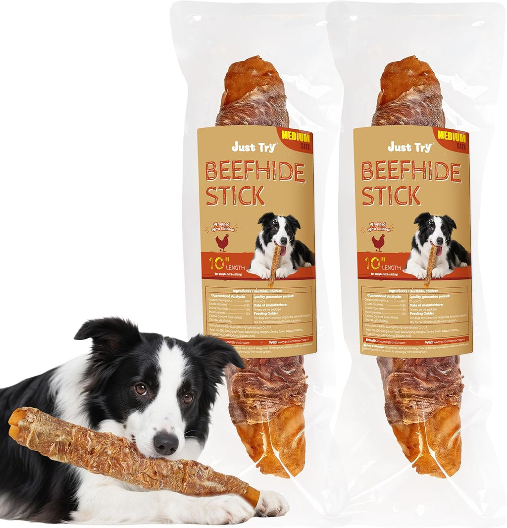 Just Try 10.6" Chicken Wrapped Rawhide Chew Sticks for Dogs - Long Lasting Dog Chews, Healthy Dog Bones Dental Treats for Medium Dogs - Image 9