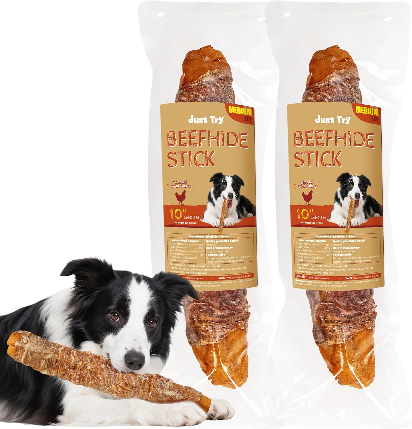 Just Try 10.6" Chicken Wrapped Rawhide Chew Sticks for Dogs - Long Lasting Dog Chews, Healthy Dog Bones Dental Treats for Medium Dogs - Image 9