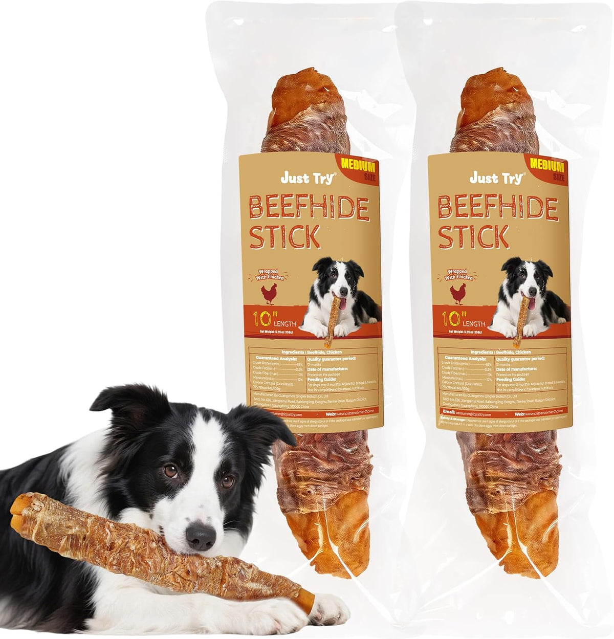 Just Try 10.6" Chicken Wrapped Rawhide Chew Sticks for Dogs - Long Lasting Dog Chews, Healthy Dog Bones Dental Treats for Medium Dogs - Image 9