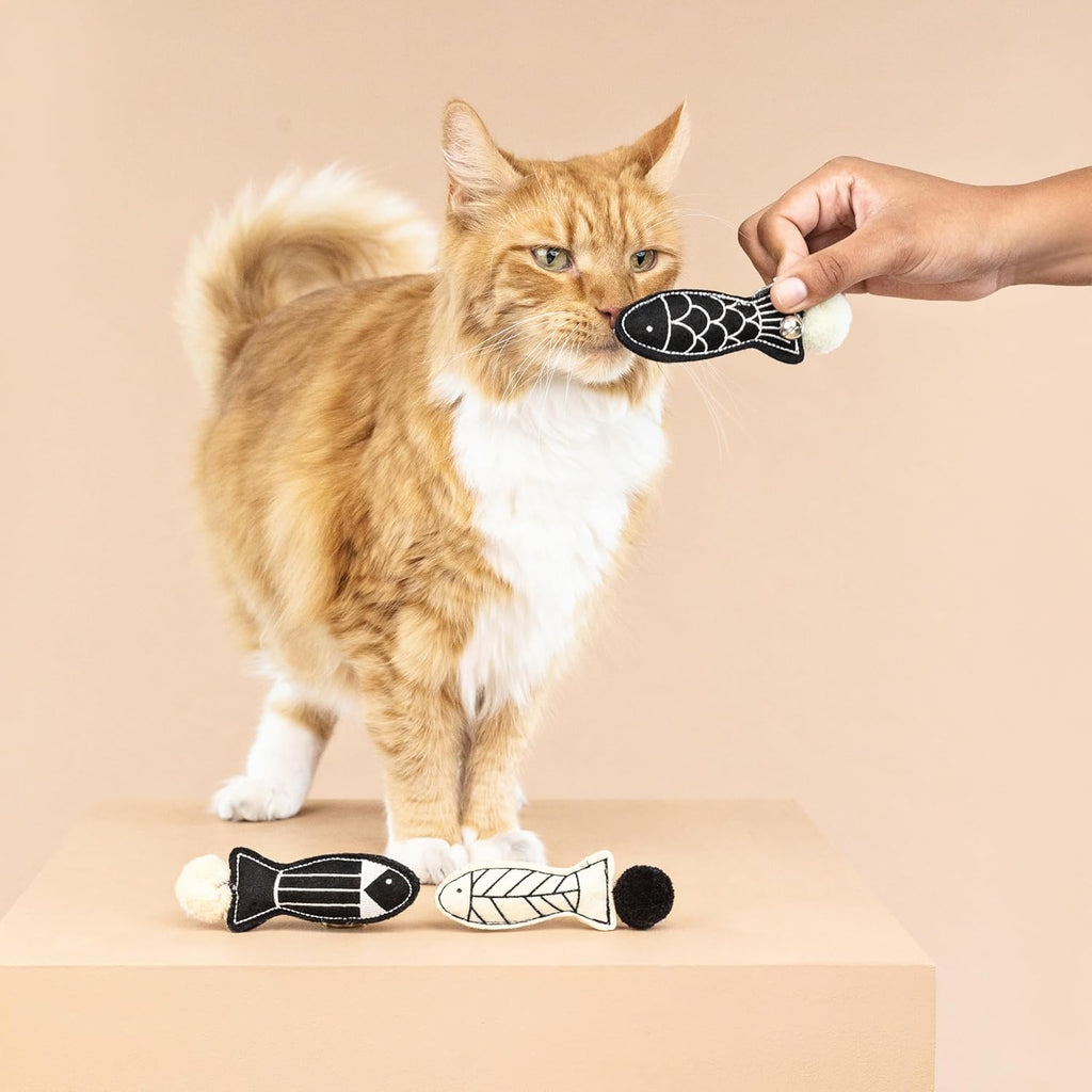 Fringe Studio three piece mini cat toy set filled with North American grown catnip.