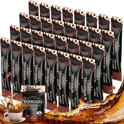 Strrugel Organic Mushroom Coffee front view of 32 stick packs box for focus and energy.
