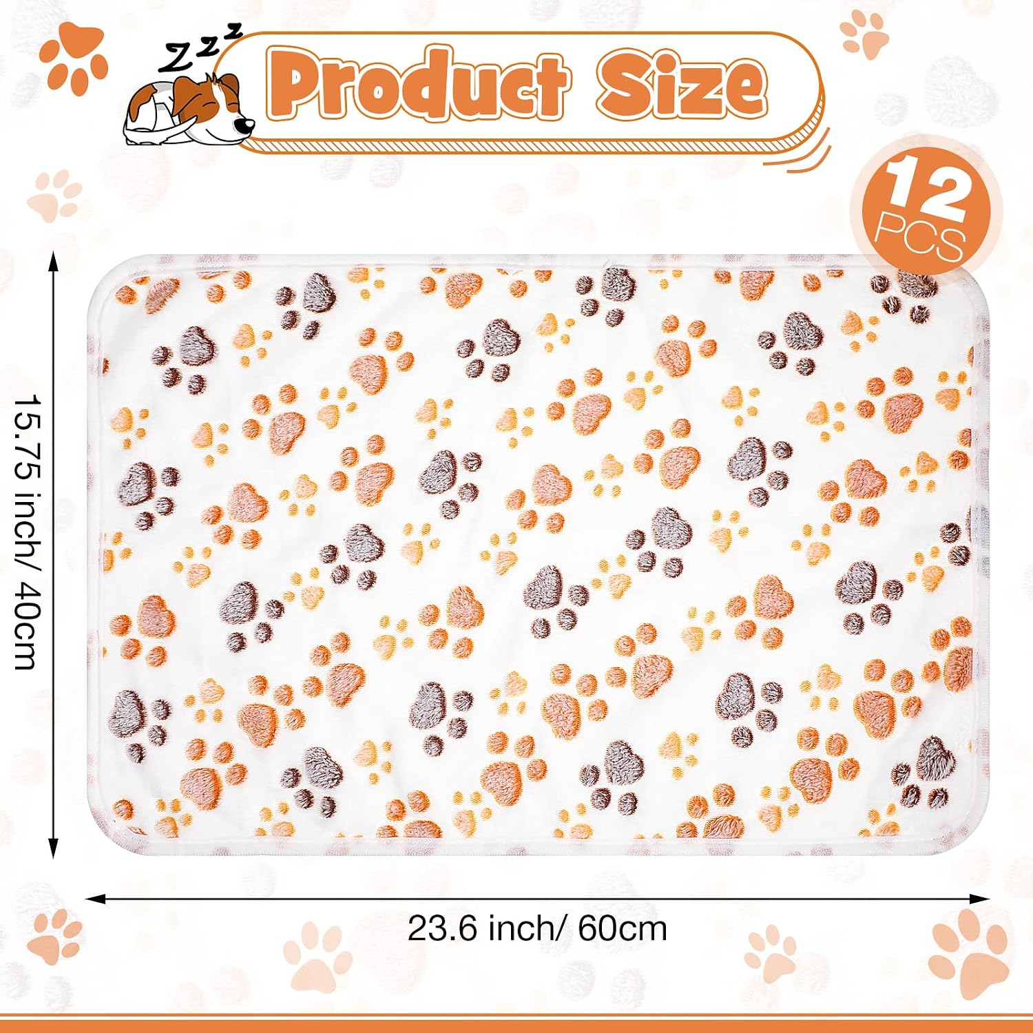 Tegeme soft fluffy fleece dog blankets stacked neatly in a pack of twelve pieces