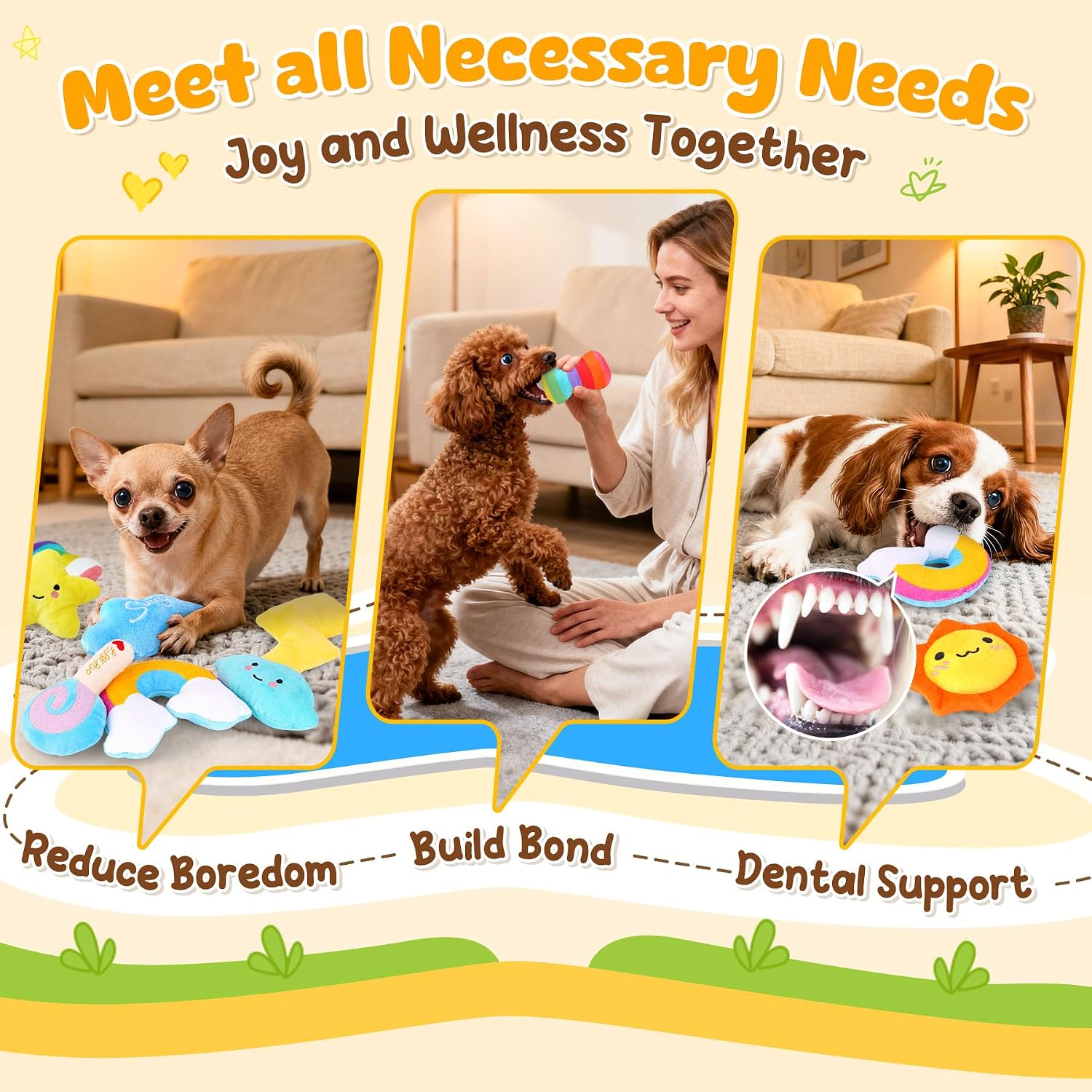 Cute moon and star squeaky pet toys for indoor entertainment