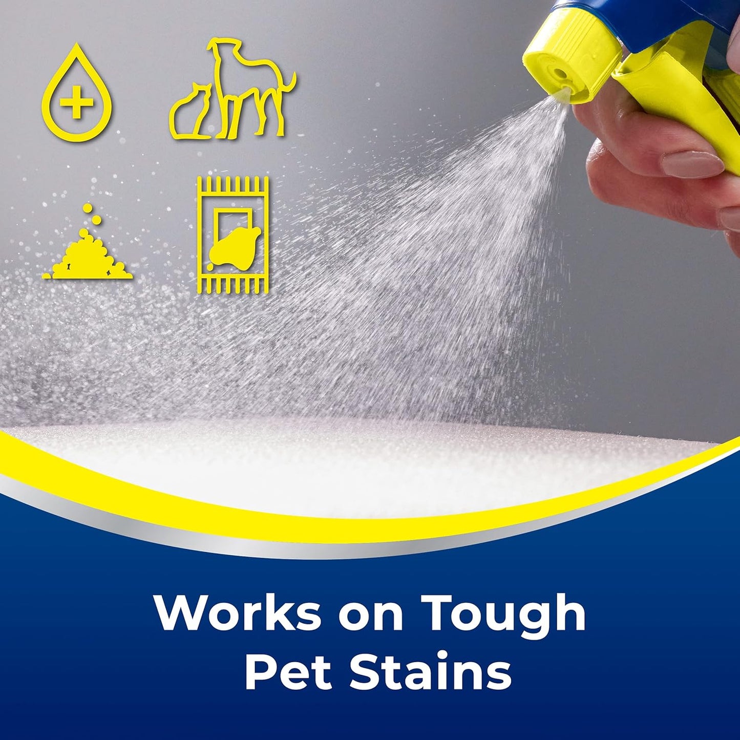 Enzymatic pet odour eliminator bottle label instructions and pet safe certification