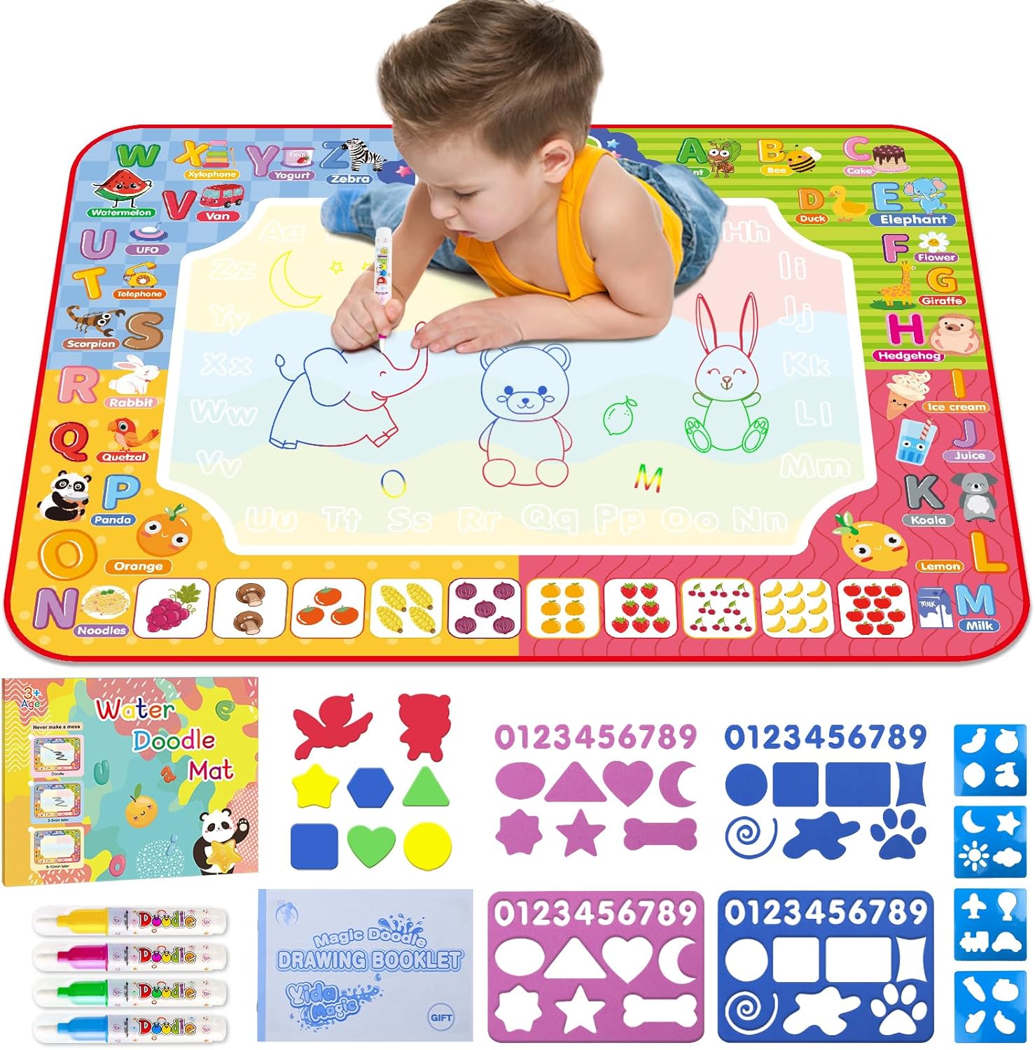 Diteryy water doodle mat front view for kids.