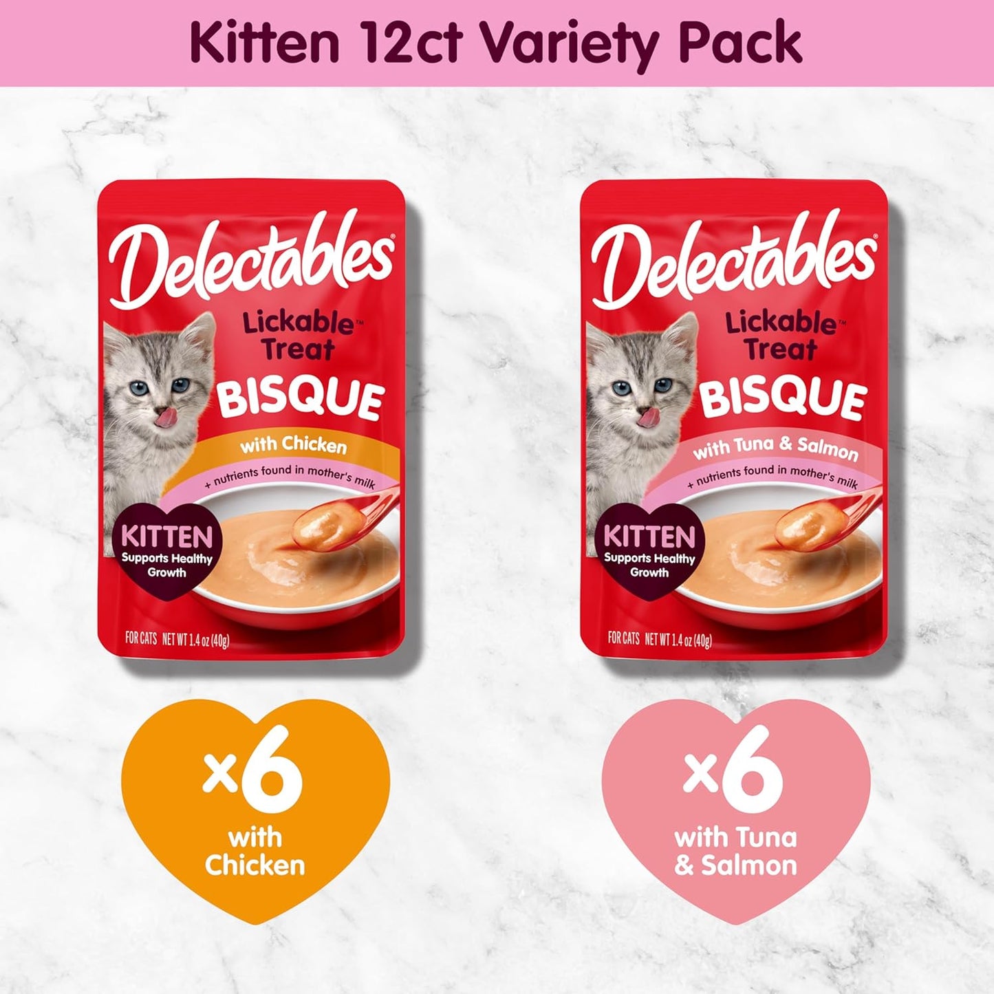 Kitten eating Delectables Bisque from a bowl