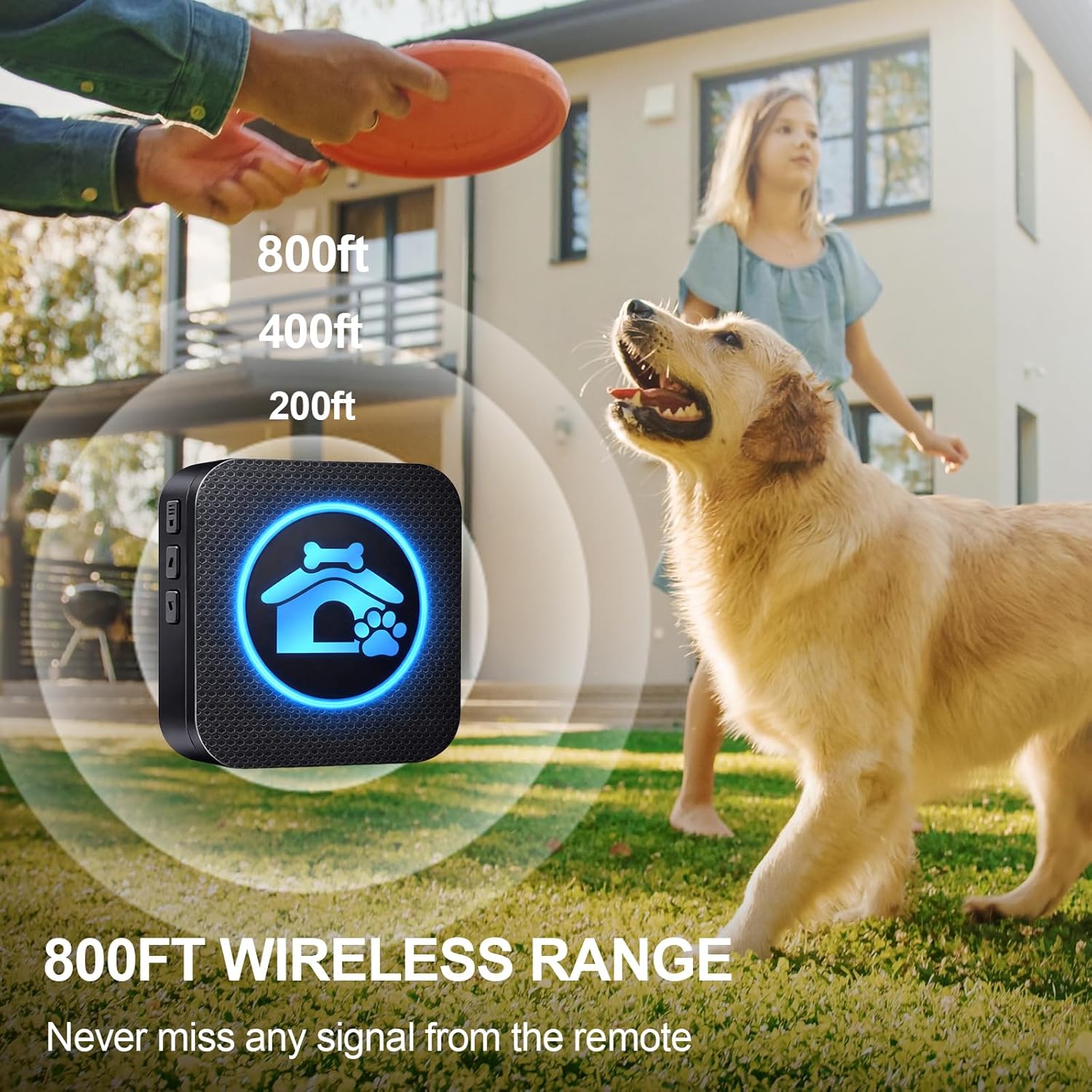 Close up of waterproof pet doorbell button with dog silhouette